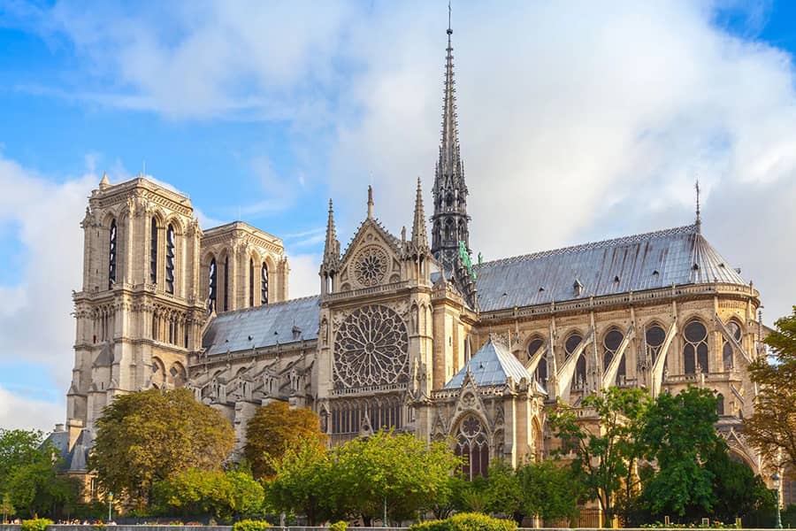 Which style of architecture is Notre Dame Cathedral?